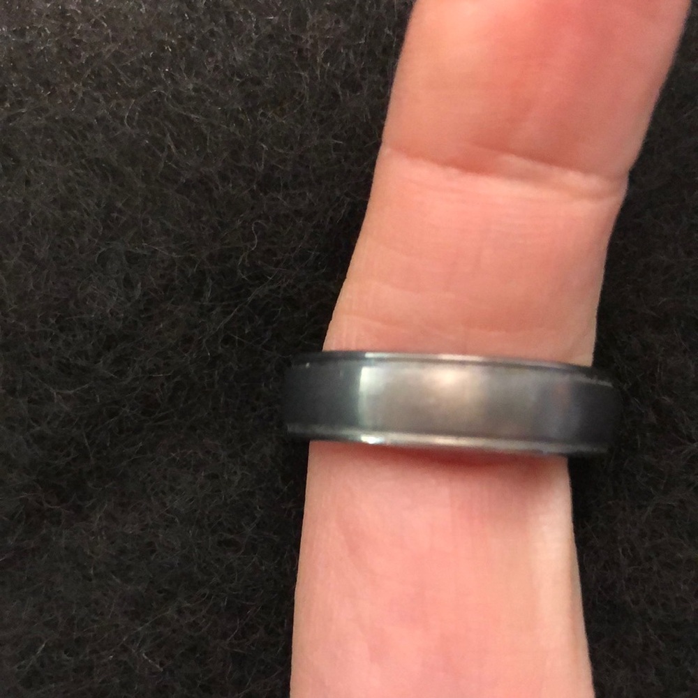 Mens Tungsten carbide gunmetal Silver wedding Band Ring 9.5
